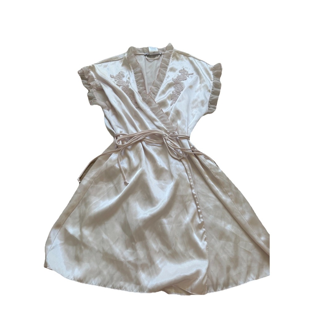 Sleeveless Robe VTG Ruffle Silky Short Fairy Pinup Retro Babydoll Coquette Large